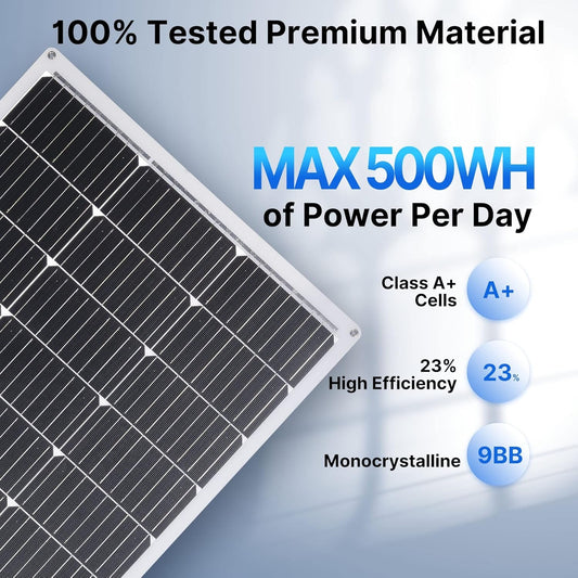 100W 12V Semi - Flexible Monocrystalline Solar Panel for Marine, RV, Trailer, Boat, Cabin, Van, and Car - Ideal for Uneven Surfaces and 12V Battery Charging - ReallyCoolChit.com