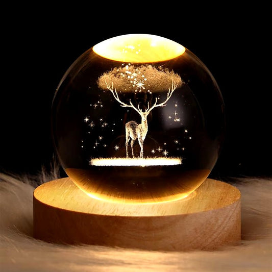 3D Moon and Solar System LED Crystal Ball Night Light - Ideal for Children's Parties, Birthdays, and Room Decor