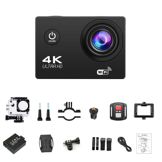 4K Waterproof Action Camera with WiFi, 2.0" Screen, 1080P/30FPS, Mini Sports Video Recorder for Outdoor Use