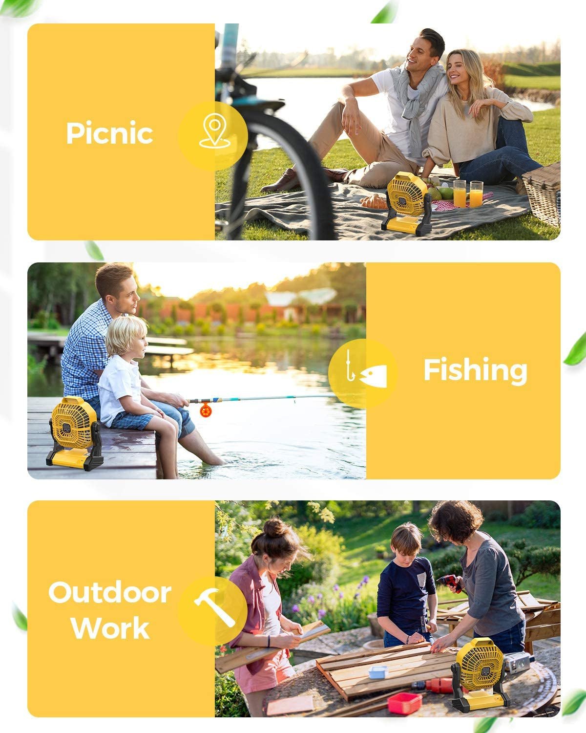 Camping Fan with LED Lantern, 10400 Mah 9 Inch Portable Rechargeable Battery Powered Fan with Stepless Speed and Quiet Battery Operated for Picnic, Barbecue, Fishing, Travel, Home, Tent - ReallyCoolChit.com