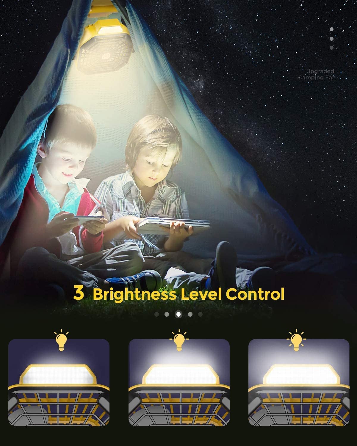 Camping Fan with LED Lantern, 10400 Mah 9 Inch Portable Rechargeable Battery Powered Fan with Stepless Speed and Quiet Battery Operated for Picnic, Barbecue, Fishing, Travel, Home, Tent - ReallyCoolChit.com