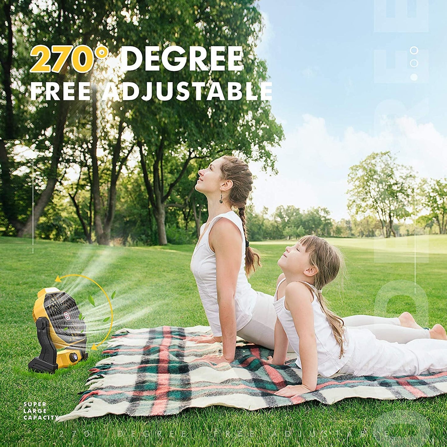 Camping Fan with LED Lantern, 10400 Mah 9 Inch Portable Rechargeable Battery Powered Fan with Stepless Speed and Quiet Battery Operated for Picnic, Barbecue, Fishing, Travel, Home, Tent - ReallyCoolChit.com
