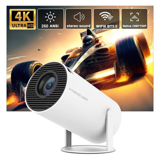 HY300 Pro 4K Android 11 Projector with Dual WiFi 6, 260 ANSI Lumens, Allwinner H713, Bluetooth 5.0, 1080P, and 1280x720 Resolution for Home and Outdoor Entertainment