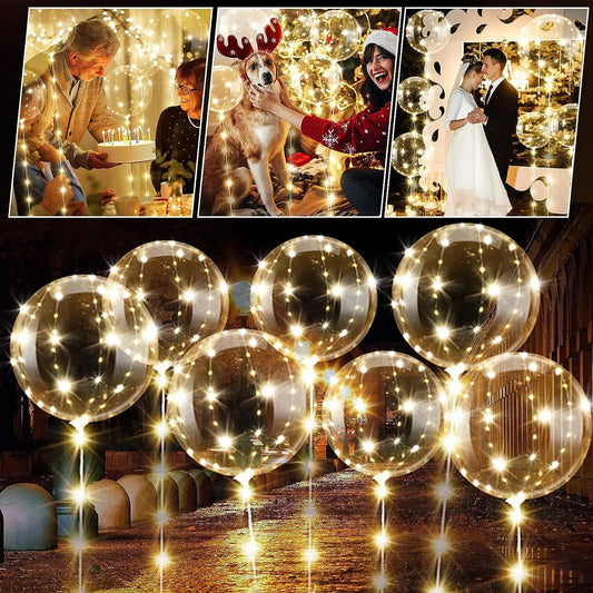 Illuminate Your Celebration with 10Pcs LED Light - Up Bobo Balloons - Colorful Transparent Bubble Balloons-ReallyCoolChit.com