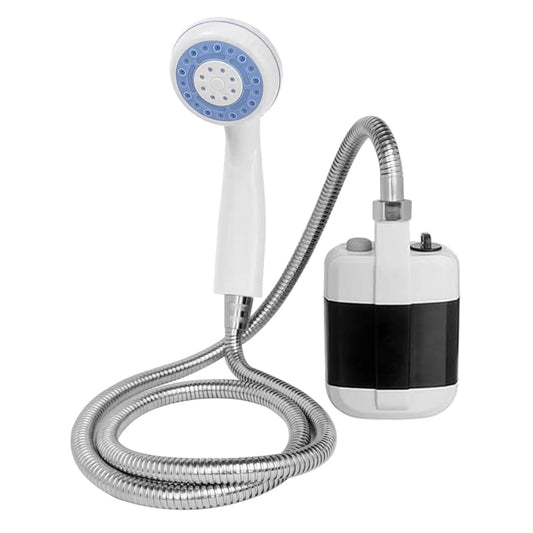 Rechargeable Portable Camping Shower with 3.7V Pump and 4.9Ft Hose for Outdoor Travel, Hiking, Beach, and Pet Cleaning