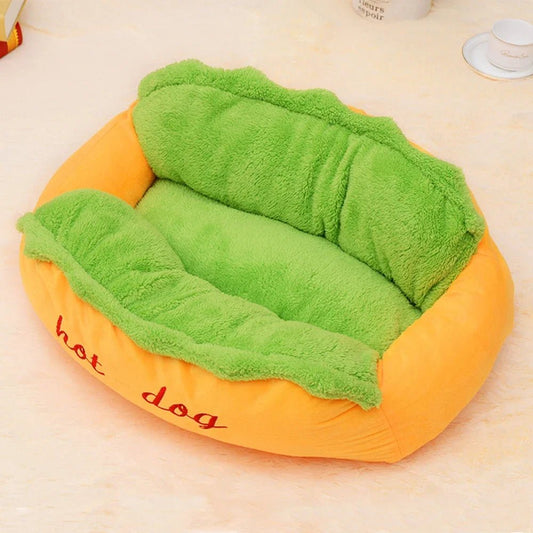 Soft Fiber Pet Bed Hot Dog House Lounger WITH Removable and Washable Cover - ReallyCoolChit.com