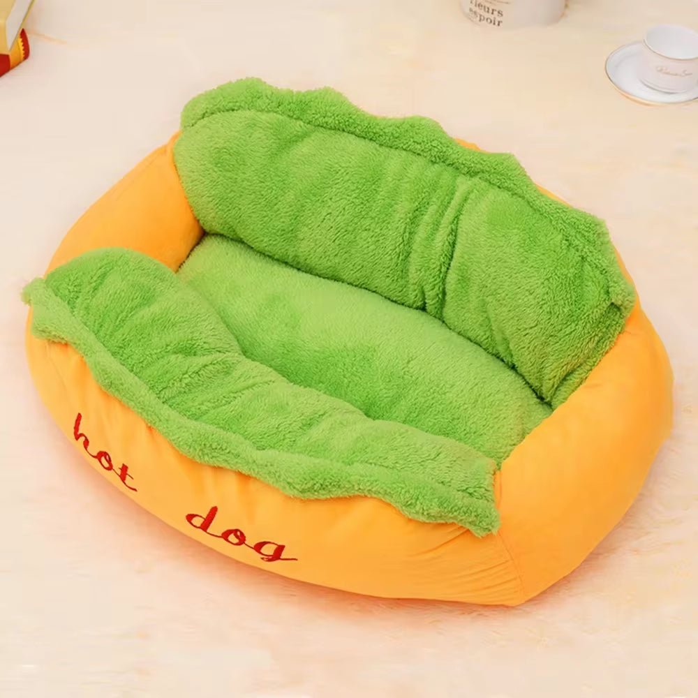 Soft Fiber Pet Bed Hot Dog House Lounger WITH Removable and Washable Cover - ReallyCoolChit.com