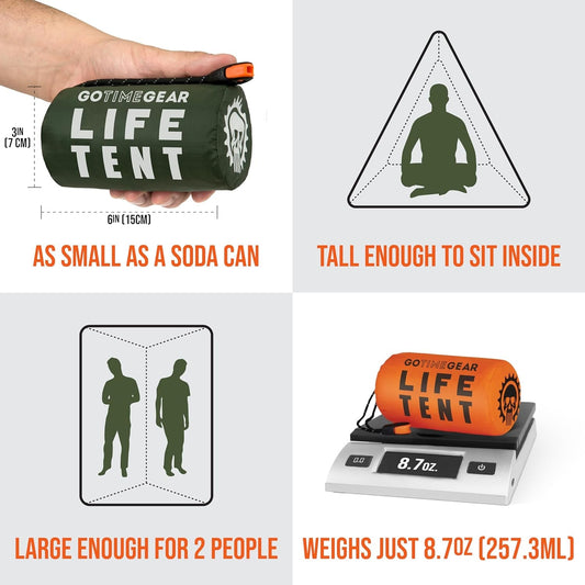 Survival Life Tent • 2 Person Mylar Emergency Shelter Tube Tent + Paracord • All - Weather Protection for Camping, Hiking, & Survival Kits • Includes Emergency Whistle - ReallyCoolChit.com