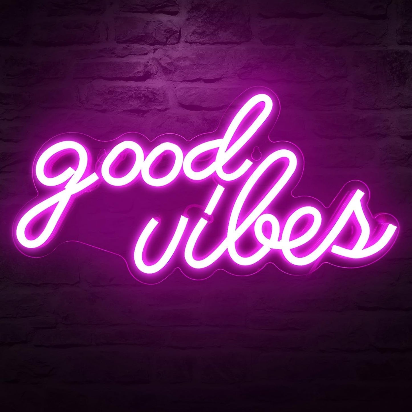 USB-Powered Good Vibes Neon Sign for Bedroom Wall Decor, Ice Blue, 16.1" x 8.3" x 0.6