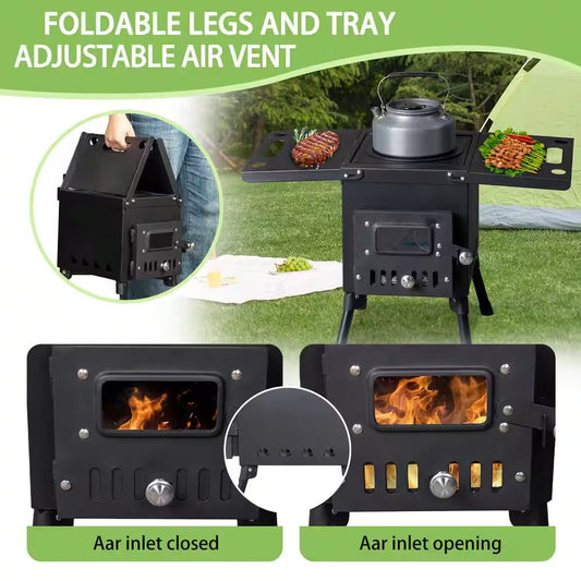 Wood Burning Steel Stove with Chimney for Camping. - ReallyCoolChit.com