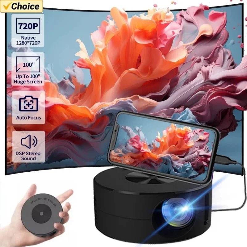 LED Portable 1080P Projector with Auto Focus Home Cinema. Supports Decoding - ReallyCoolChit.com