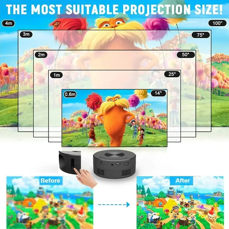 LED Portable 1080P Projector with Auto Focus Home Cinema. Supports Decoding - ReallyCoolChit.com