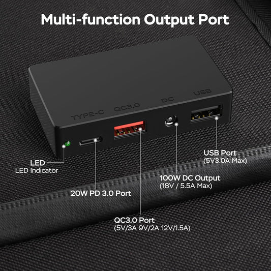 100W High - Efficiency Portable Solar Panel Charger - Foldable Design for Power Stations, Tablets, Laptops, Smartphones, and RVs with USB - A/C QC3.0 & DC Output, IP68 Waterproof for Outdoor Camping and Adverse Weather Conditions - ReallyCoolChit.com