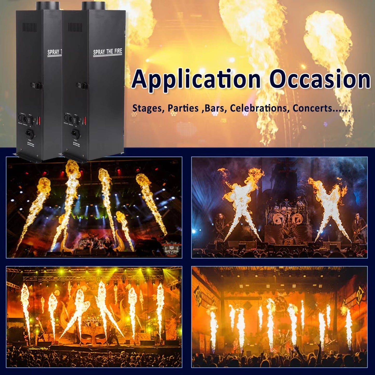 200W DMX512 Flame Thrower Effect Stage Machine - Fire Spray Projector for Events, Parties, and Weddings