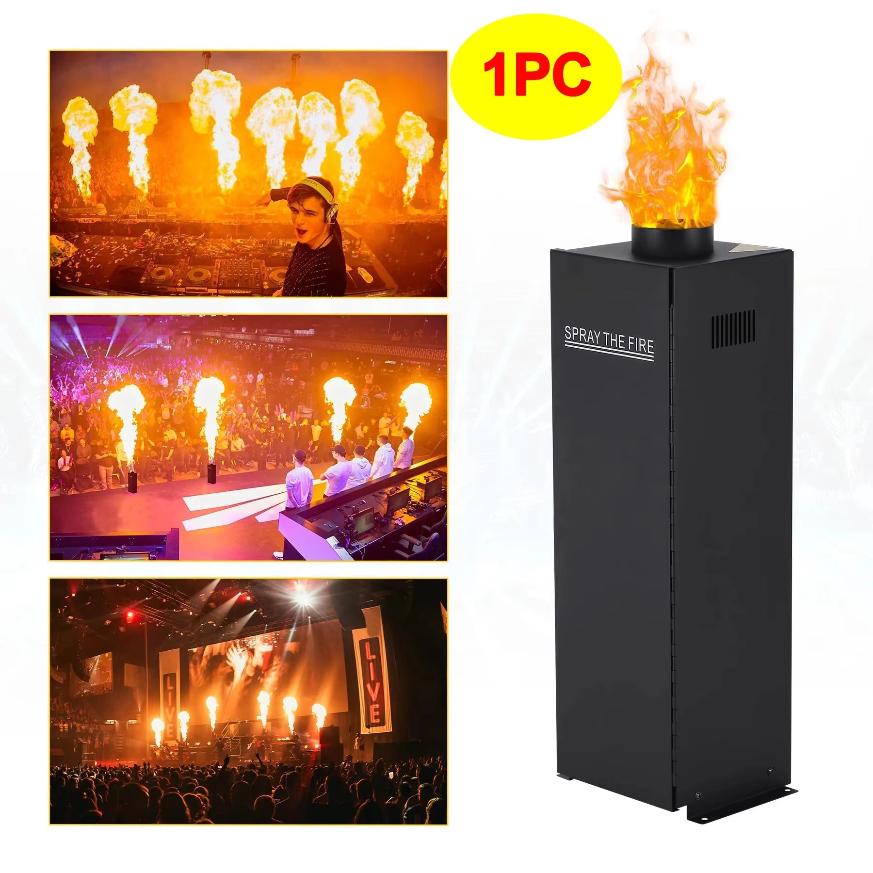 200W DMX512 Flame Thrower Effect Stage Machine - Fire Spray Projector for Events, Parties, and Weddings