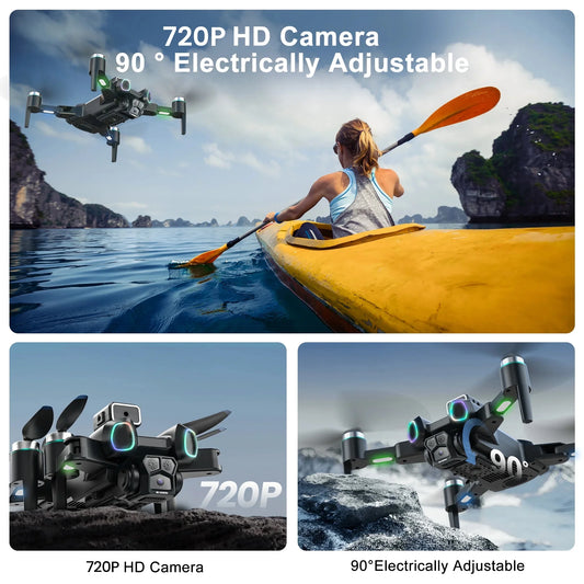 Mini Drone for Kids 8-12, CS15 Foldable Drones with HD Camera, Headless Mode, LED Lights, 2 Batteries, Black