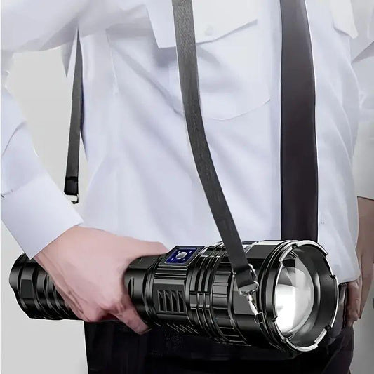 Extremely Bright Rechargeable LED Flashlight with 5 Lighting Modes - Durable and Powerful Handheld Light for Emergencies, Camping, Rescue, Inspection, and Outdoor Activities