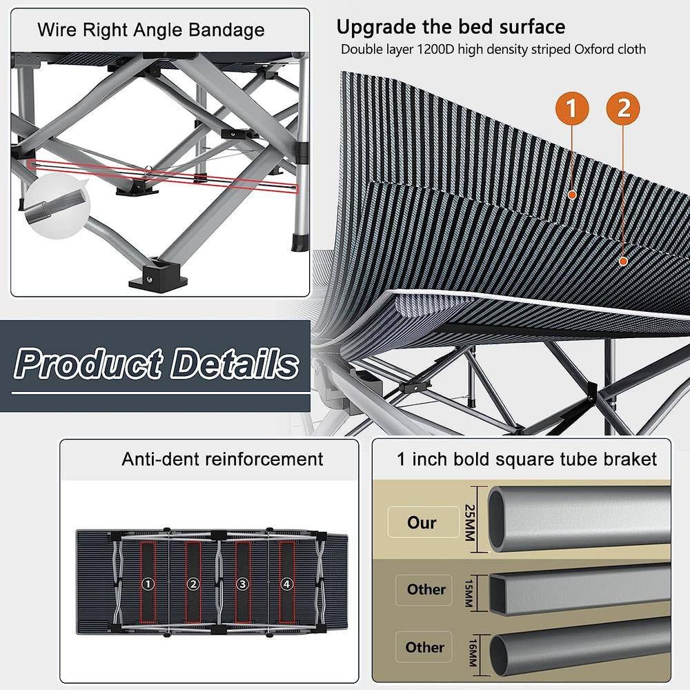 Folding Camping Cot for Adults and Kids,Folding Guest Bed Cot,Sleeping Cot Folding Bed W/ 2 Sided Mattress and Carry Bag - ReallyCoolChit.com