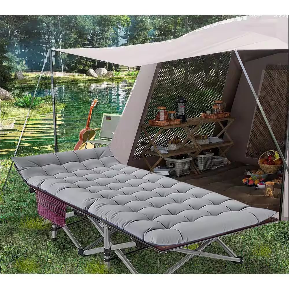Folding Camping Cot for Adults and Kids,Folding Guest Bed Cot,Sleeping Cot Folding Bed W/ 2 Sided Mattress and Carry Bag - ReallyCoolChit.com
