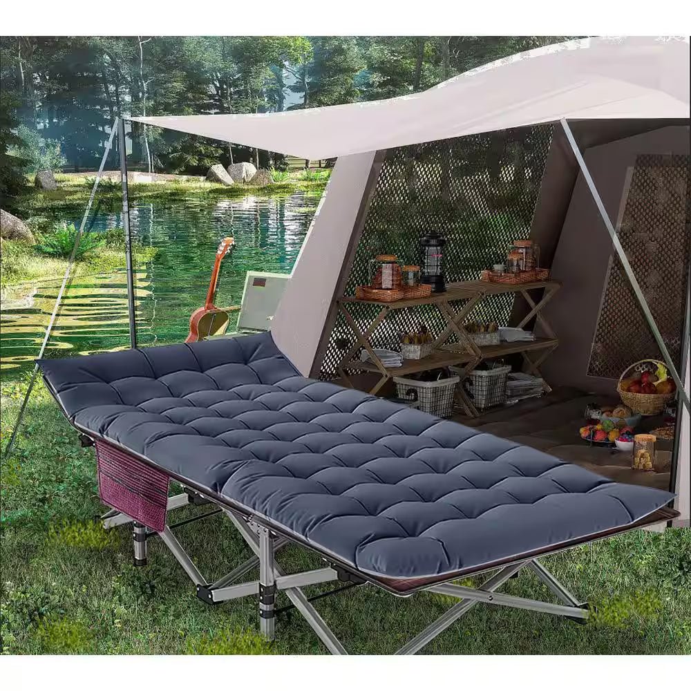 Folding Camping Cot for Adults and Kids,Folding Guest Bed Cot,Sleeping Cot Folding Bed W/ 2 Sided Mattress and Carry Bag - ReallyCoolChit.com
