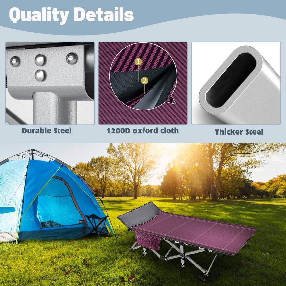 Folding Camping Cot for Adults and Kids,Folding Guest Bed Cot,Sleeping Cot Folding Bed W/ 2 Sided Mattress and Carry Bag - ReallyCoolChit.com