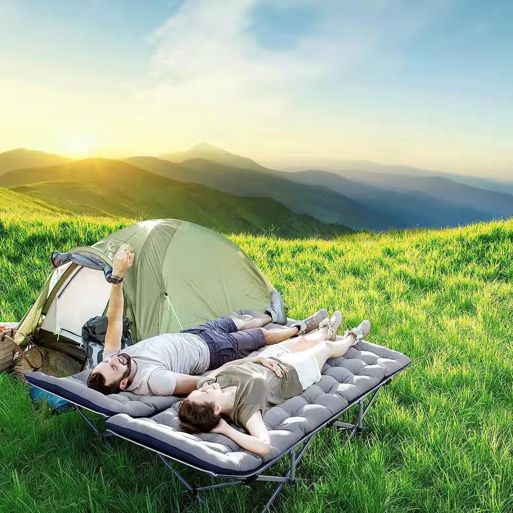 Folding Camping Cot for Adults and Kids,Folding Guest Bed Cot,Sleeping Cot Folding Bed W/ 2 Sided Mattress and Carry Bag - ReallyCoolChit.com