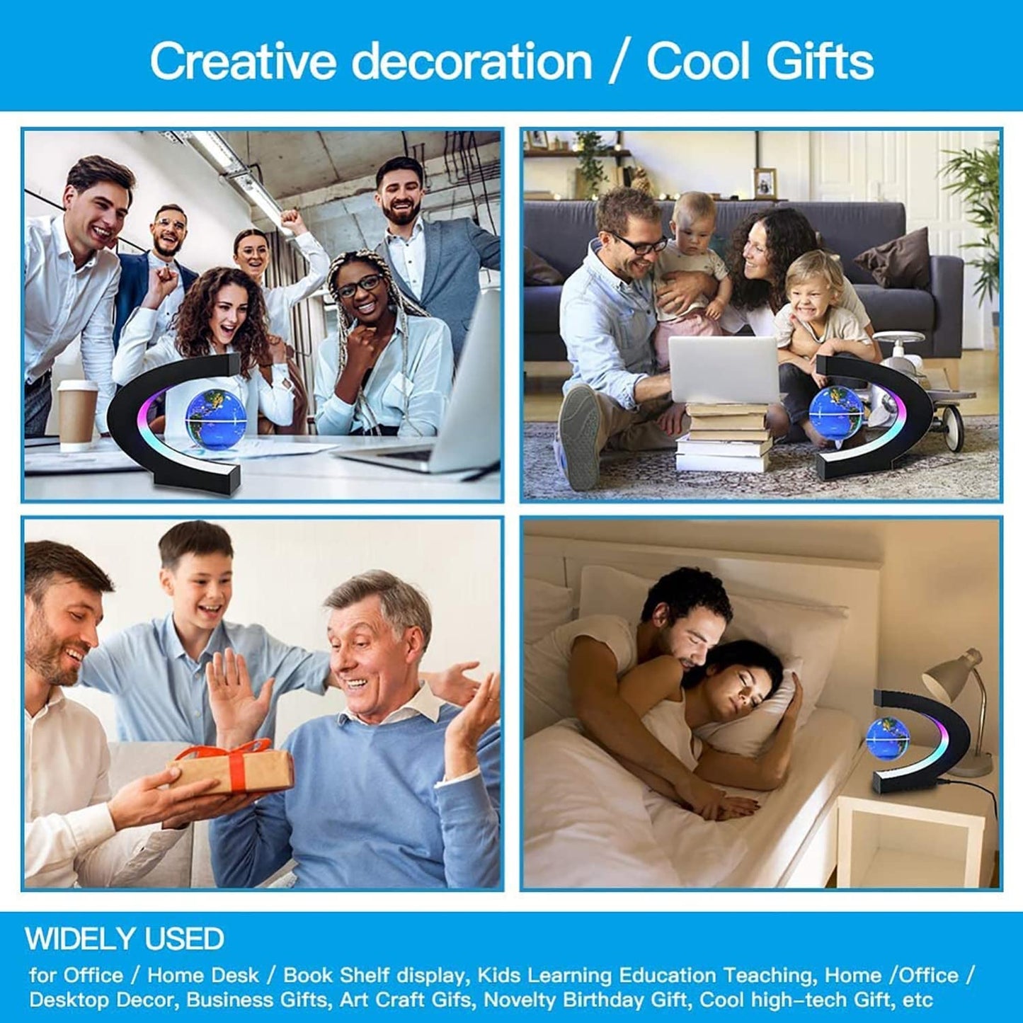 Magnetic Levitation Globe with LED Illumination - Elegant Floating Decor and Unique Gift for Men, Fathers, Husbands, Boyfriends, Kids, and Bosses - Ideal for Graduation and Valentine's Day (Blue) - ReallyCoolChit.com