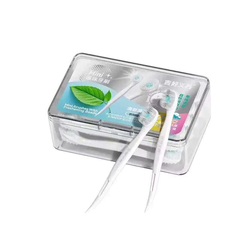 Portable Mini Toothbrush with Toothpaste Beads - Disposable Adult Travel Cleaning Solution - ReallyCoolChit.com