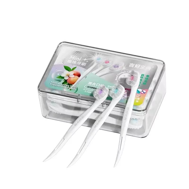 Portable Mini Toothbrush with Toothpaste Beads - Disposable Adult Travel Cleaning Solution - ReallyCoolChit.com