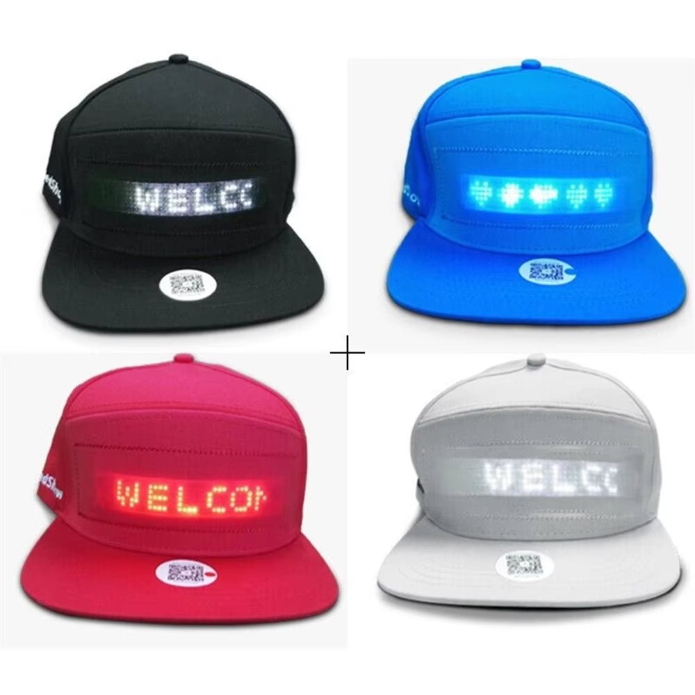 Unisex Baseball Cap USB Rechargeable Bluetooth APP Programmable LED Scrolling Message Display Board Hat - ReallyCoolChit.com