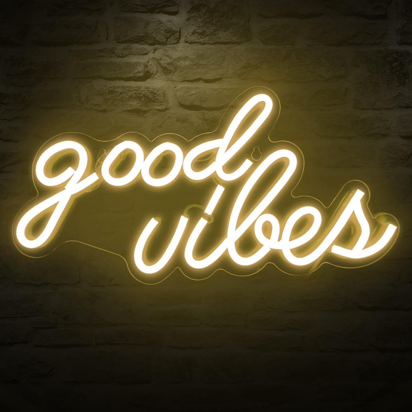 USB-Powered Good Vibes Neon Sign for Bedroom Wall Decor, Ice Blue, 16.1" x 8.3" x 0.6
